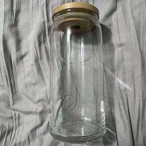 Glass Tumbler with Wooden Lid 🤍